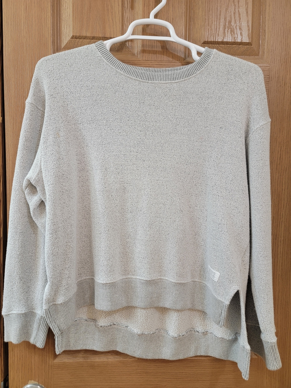 Relaxed Crewneck Pullover Sweater in Light Gray